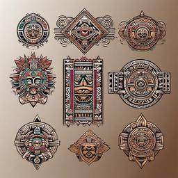 aztec mayan tattoo  simple vector color tattoo