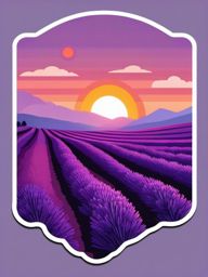 Sunset over lavender fields sticker- Purple hues, , sticker vector art, minimalist design