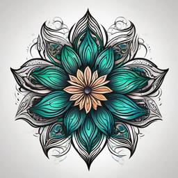 Alien Flower Tattoo - Unique blend of nature and extraterrestrial beauty.  simple color tattoo,vector style,white background