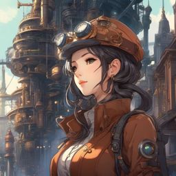 Brilliant inventor, in a fantastical steam-powered city, designing ingenious contraptions to revolutionize the world.  front facing ,centered portrait shot, cute anime color style, pfp, full face visible