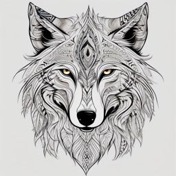 Tribal Wolf,intricate tribal patterns, united to pay homage to the wolf's spirit, symbol of unity and strength. , tattoo design, white clean background