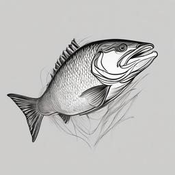 drawing of tarpon fish  minimal rough sketch scribbles,doodles,black and white