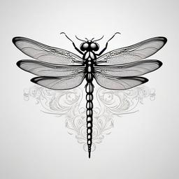 Unique Elegant Dragonfly Tattoos - Unique and elegant dragonfly tattoos with distinct and artistic elements.  simple color tattoo,minimalist,white background