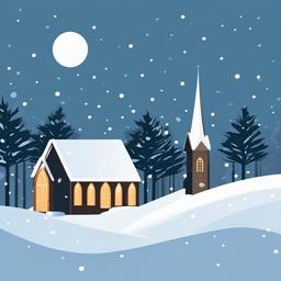 Church clipart - church building in winter with snow  color,minimalist,vector clipart