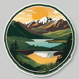 Snowdonia National Park sticker- National park in Wales with diverse landscapes, , sticker vector art, minimalist design