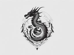 Dragon and Wizard Tattoos - Magical tattoo combining dragons and wizardry.  simple color tattoo,minimalist,white background