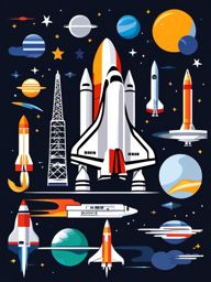 Space Shuttle clipart - Space shuttle launching into orbit, ,vector color clipart,minimal