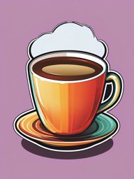 Cup of Tea Sticker - Steaming cup of tea, ,vector color sticker art,minimal