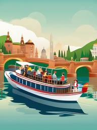 Boat clipart - boat carrying tourists on a sightseeing tour  