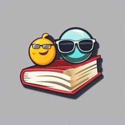 Book and Glasses Emoji Sticker - Intellectual indulgence, , sticker vector art, minimalist design