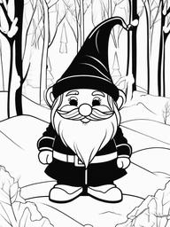 Winter Gnome Coloring Pages - Playful Gnomes Enjoying the Snow  minimal black outline printable sheet, coloring page