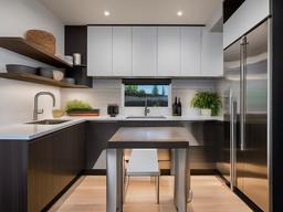 In the kitchen, urban modern interior design includes stainless steel appliances, sleek cabinetry, and a functional layout that enhances both style and practicality.  