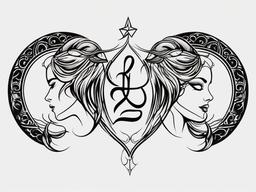 meaningful gemini tattoos for females  simple vector color tattoo