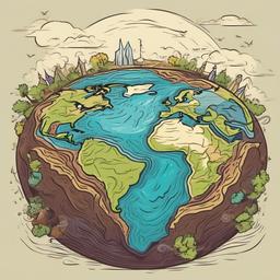 Earth without land full of water  , vector illustration, clipart