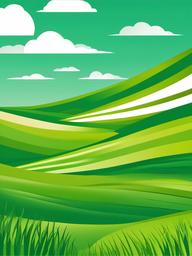 June clipart - June breeze blowing through green fields  color,minimalist,vector clipart