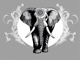 elephant tattoo black and white design 