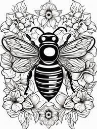 flower bee tattoo  vector tattoo design