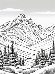 Snowy Mountain Coloring Pages - Majestic Winter Mountains and Peaks  minimal black outline printable sheet, coloring page