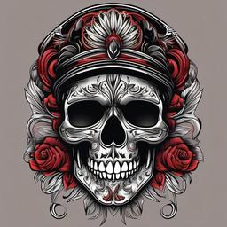 chicano art skull  simple vector color tattoo