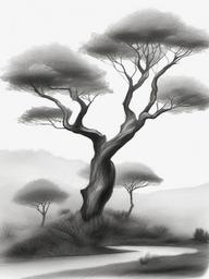 pencil drawing of nature easy  minimal rough sketch scribbles,doodles,black and white