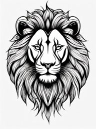 Lion tattoo, Majestic lion tattoo, the embodiment of courage and strength. , tattoo color art, clean white background