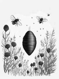 drawing of a beehive  minimal rough sketch scribbles,doodles,black and white