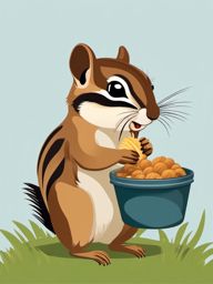 Chipmunk Clip Art - Busy chipmunk collecting food,  color vector clipart, minimal style