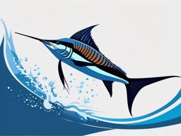 Sailfish Clipart - Sailfish leaping out of the water , minimal, 2d