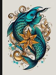 pisces star tattoo  simple vector color tattoo