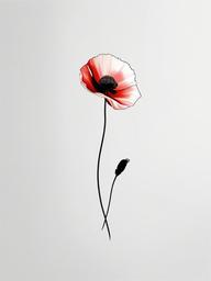 Poppy Flower Tattoo - Represents remembrance, peace, and rest  minimal tattoo design,white background