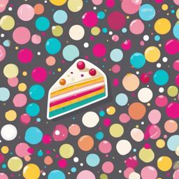 Cake Slice with Sprinkles Sticker - Delicious cake slice covered in colorful sprinkles, ,vector color sticker art,minimal