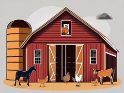 Farm Animals in Barn clipart - Various farm animals inside a barn, ,vector color clipart,minimal