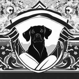 Black and White Clipart of a Dog,Illustrating a monochrome dog-themed banner with black and white clipart of a dog  simple, 2d flat