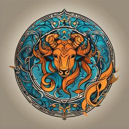 aquarius and taurus combined tattoo  simple vector color tattoo