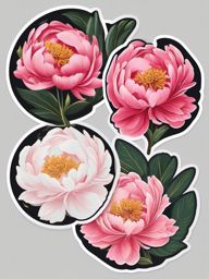 Peony Sticker - Embrace the lush and romantic blooms of a peony with this elegant sticker, , sticker vector art, minimalist design