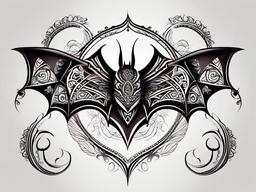 Bat Tattoo Tribal-Intricate and tribal-inspired representation of a bat in tattoo art.  simple color tattoo,white background