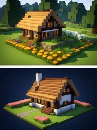 cozy cottage nestled in a flower-filled meadow - minecraft house ideas minecraft block style