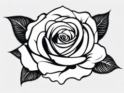 Rose Tattoo - A beautiful rose tattoo in full bloom  few color tattoo design, simple line art, design clean white background