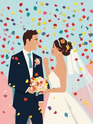 Wedding Confetti clipart - Throwing confetti at the newlyweds, ,vector color clipart,minimal