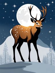 deer clipart - a graceful deer moonwalking effortlessly under a starry sky 