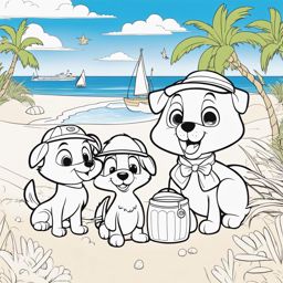 bluey coloring pages - bluey and her family have a playful day at the beach. 