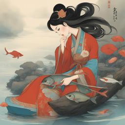 yeh shen - the chinese cinderella, who with the help of a magical fish, overcame adversity. 