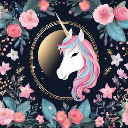 Unicorn Frame Clipart - Decorative frames adorned with magical unicorn elements for your design needs.  vector art, clipart, minimal