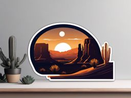 Moonlit canyon sticker- Desert night, , sticker vector art, minimalist design