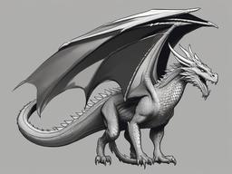 drawing of a full-body dragon with detailed features  minimal rough sketch scribbles,doodles,black and white