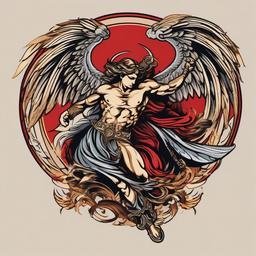 angel fighting a demon tattoo  simple vector color tattoo