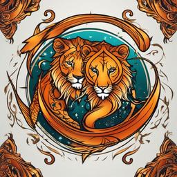 leo pisces tattoo  simple vector color tattoo