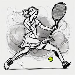 drawing of tennis  minimal rough scribbles,doodles,black and white