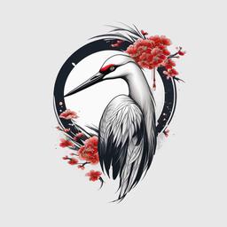 Crane Japanese Tattoo - Japanese-style crane tattoo  minimalist tattoo design, white background