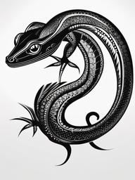 Black Gecko Tattoo - A sleek and bold black gecko tattoo design.  simple color tattoo design,white background